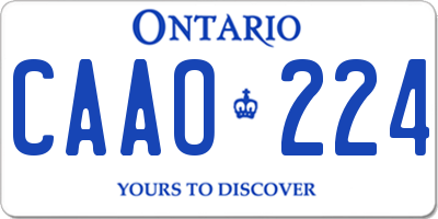 ON license plate CAAO224