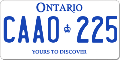 ON license plate CAAO225