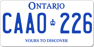 ON license plate CAAO226