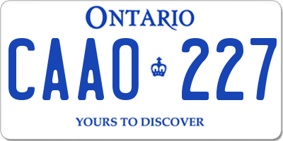 ON license plate CAAO227