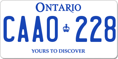 ON license plate CAAO228