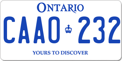 ON license plate CAAO232