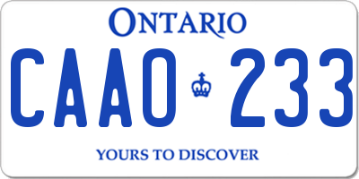 ON license plate CAAO233