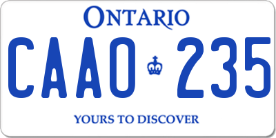 ON license plate CAAO235