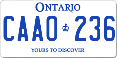 ON license plate CAAO236