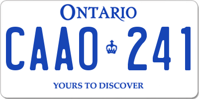 ON license plate CAAO241