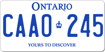 ON license plate CAAO245