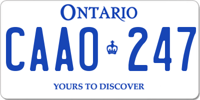 ON license plate CAAO247