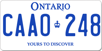 ON license plate CAAO248