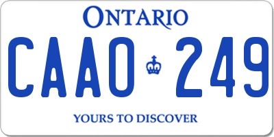 ON license plate CAAO249