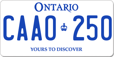 ON license plate CAAO250