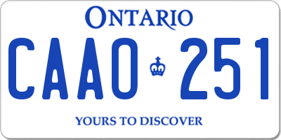 ON license plate CAAO251