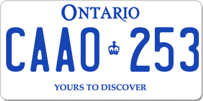 ON license plate CAAO253