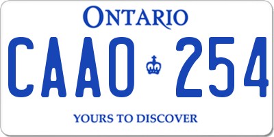 ON license plate CAAO254