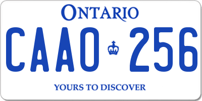 ON license plate CAAO256