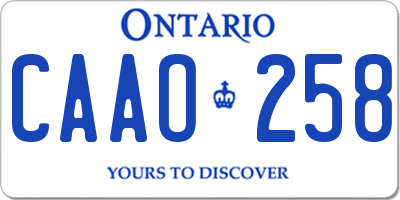 ON license plate CAAO258