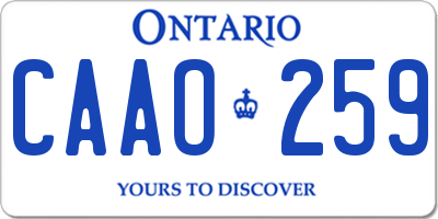 ON license plate CAAO259