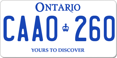 ON license plate CAAO260