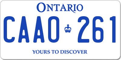 ON license plate CAAO261