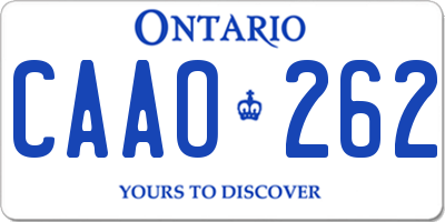 ON license plate CAAO262