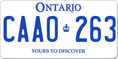 ON license plate CAAO263