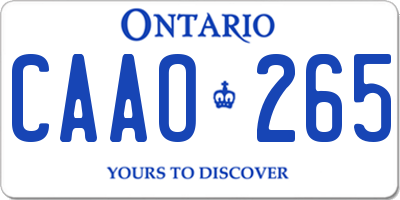 ON license plate CAAO265