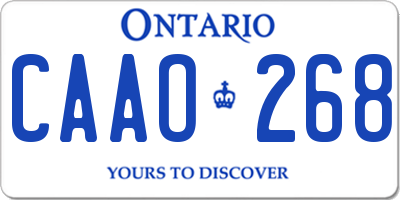 ON license plate CAAO268