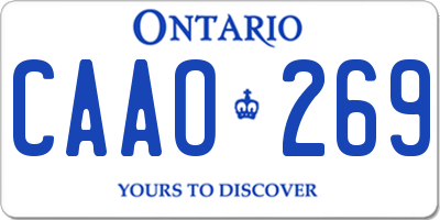 ON license plate CAAO269