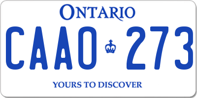 ON license plate CAAO273