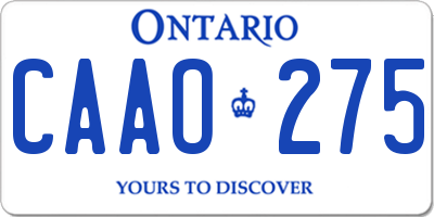 ON license plate CAAO275