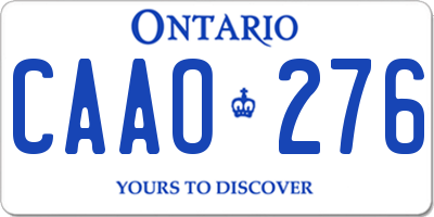 ON license plate CAAO276