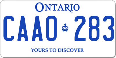 ON license plate CAAO283