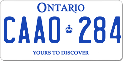 ON license plate CAAO284