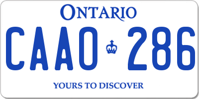 ON license plate CAAO286