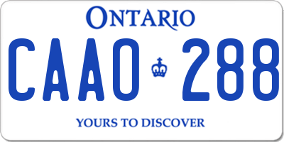 ON license plate CAAO288