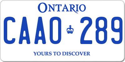 ON license plate CAAO289