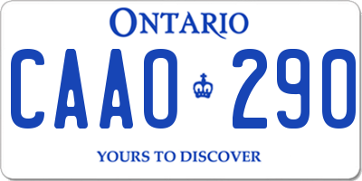 ON license plate CAAO290