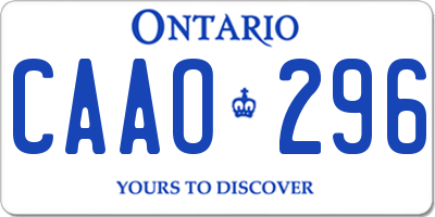 ON license plate CAAO296