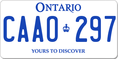 ON license plate CAAO297