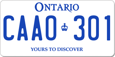 ON license plate CAAO301