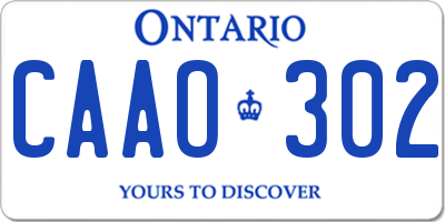 ON license plate CAAO302