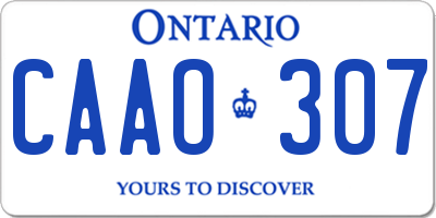 ON license plate CAAO307