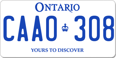 ON license plate CAAO308