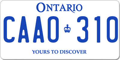 ON license plate CAAO310