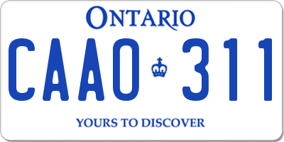 ON license plate CAAO311