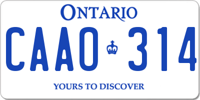 ON license plate CAAO314