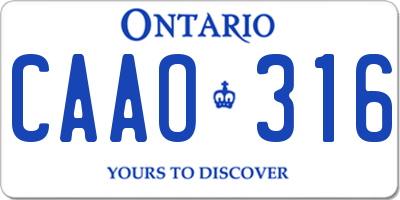 ON license plate CAAO316