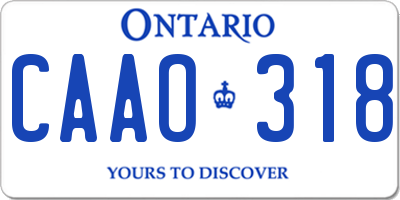 ON license plate CAAO318