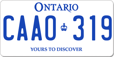 ON license plate CAAO319