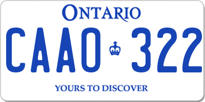 ON license plate CAAO322